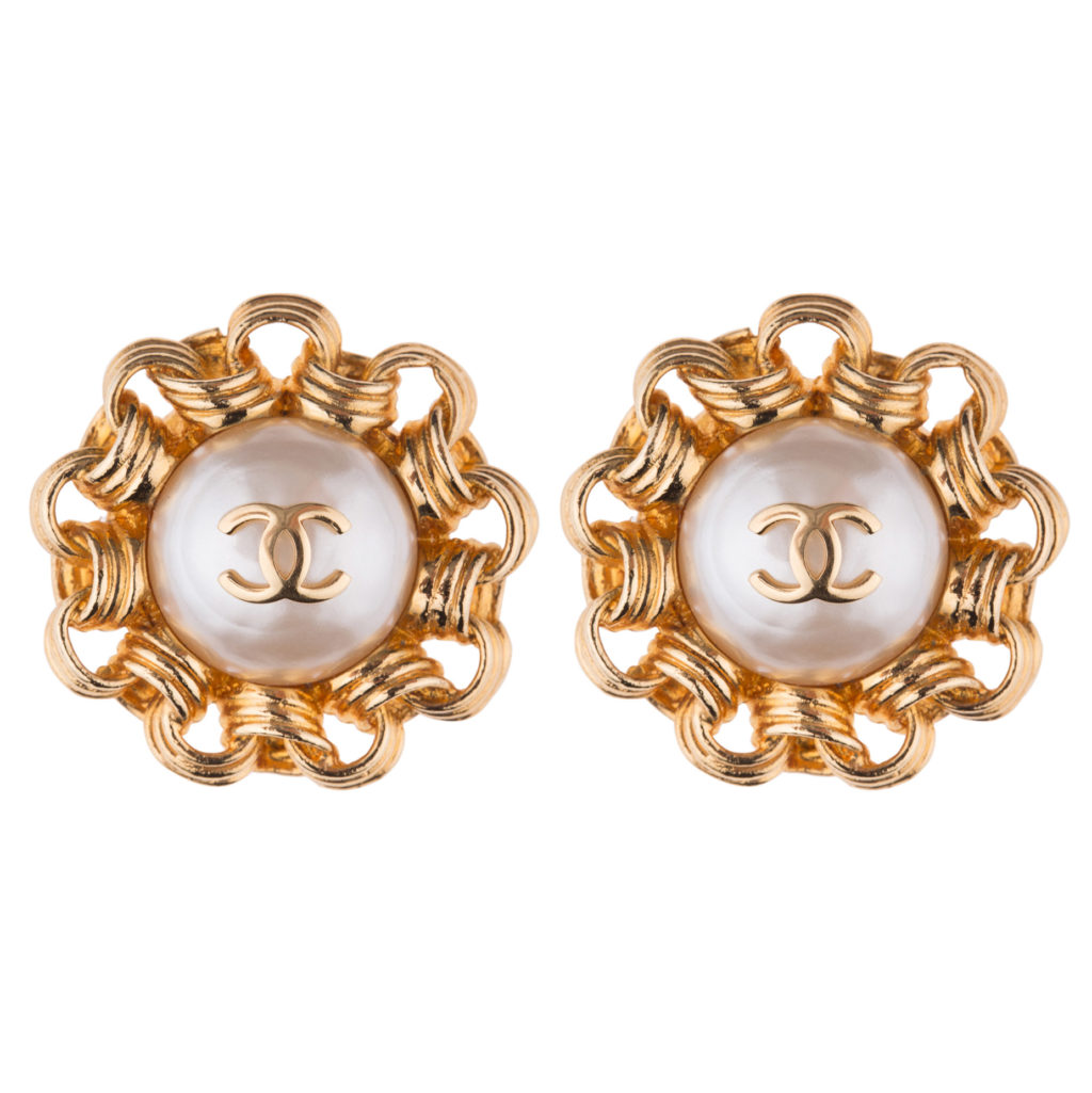 Chanel - Vintage pearl flower CC earrings - 4element