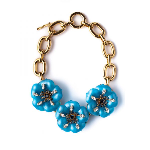 Oversized blue flower necklace