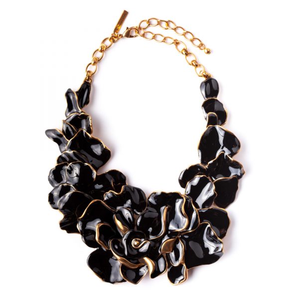 Black collar petal necklace