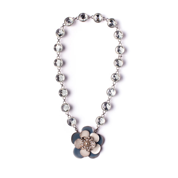 Crystal blue flower necklace