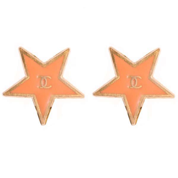 Vintage orange enamel star earrings