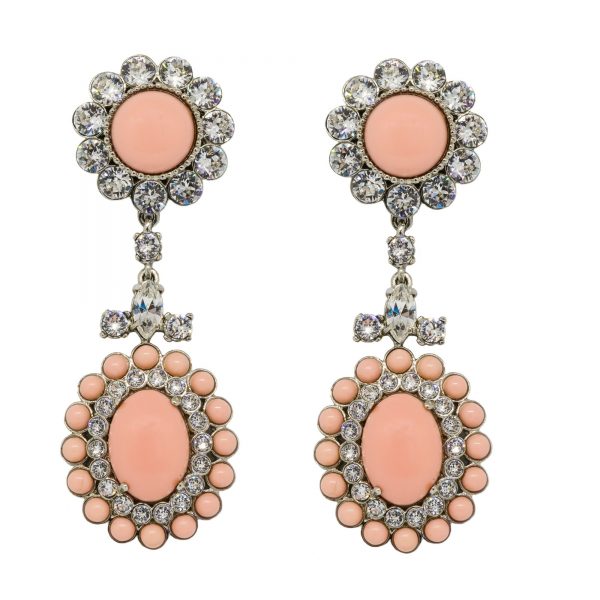 Pink stone dangle earrings