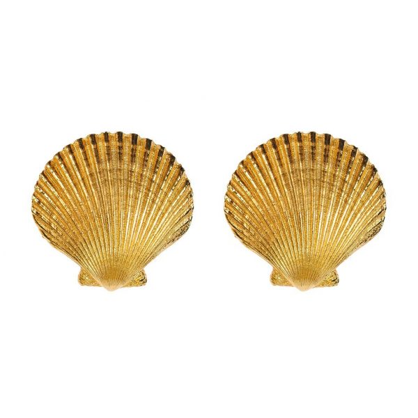 Vintage gold seashell earrings