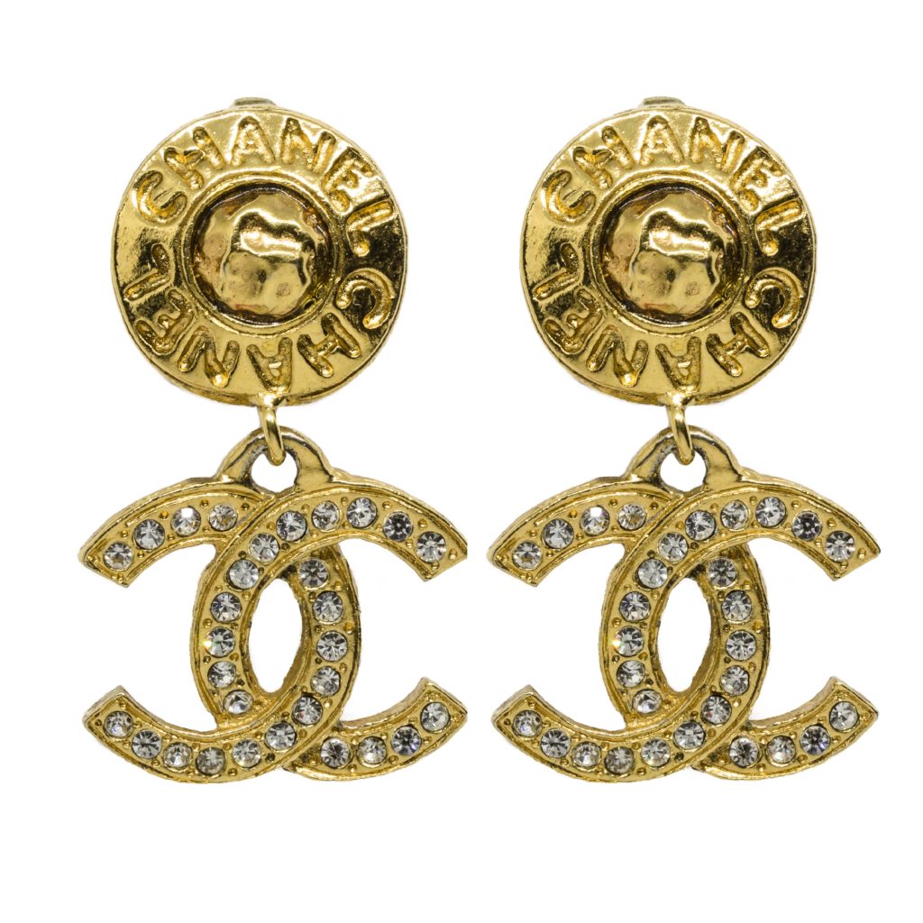 Vintage Gold Textured Coin ClipOn Chanel Earrings  Dandelion Antiques