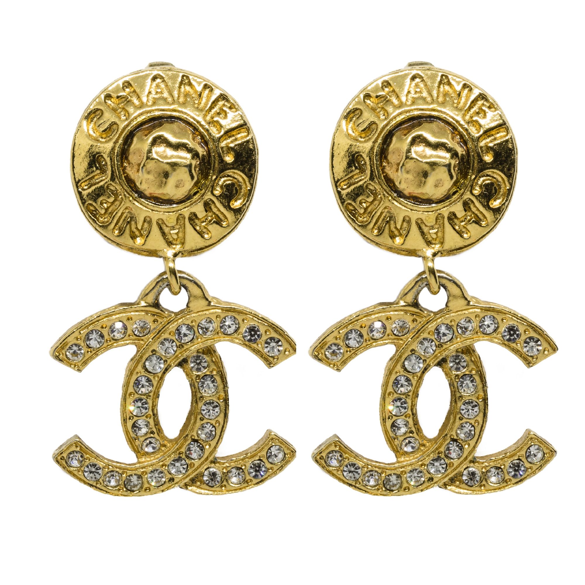 Chanel - Vintage CC logo drop gold earrings - 4element