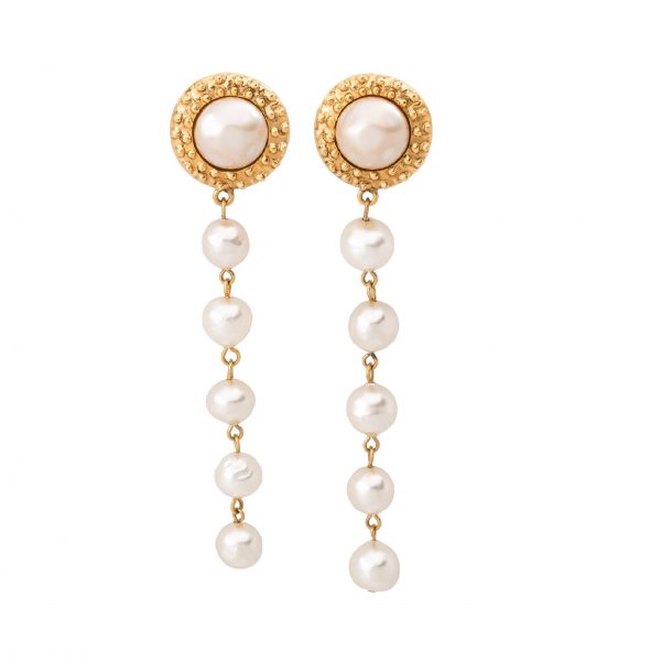 Vintage long rope pearl earrings