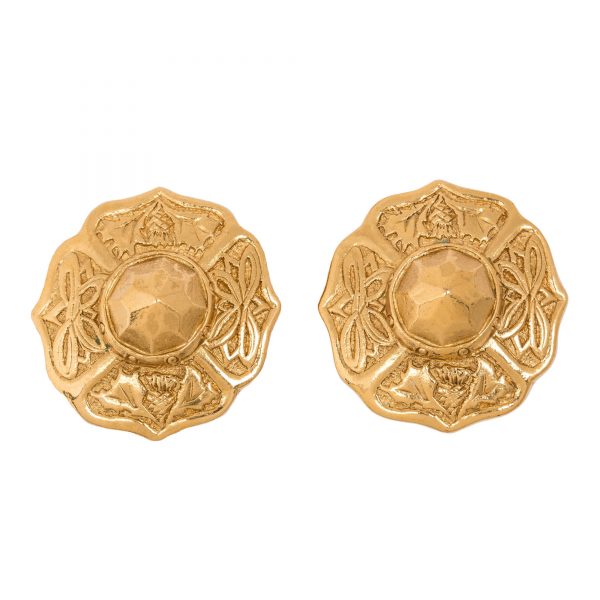 Vintage gold round earrings
