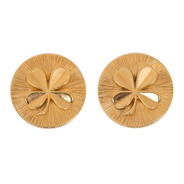 Vintage round gold clover earrings
