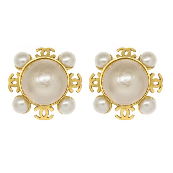 Vintage snowflake pearl earrings