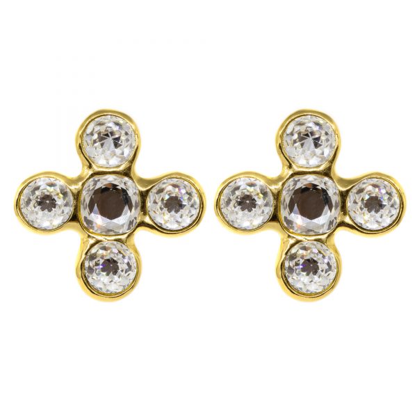Vintage crystal cross earrings