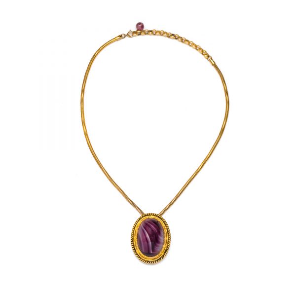 Vintage Amethyst Poured Glass Necklace