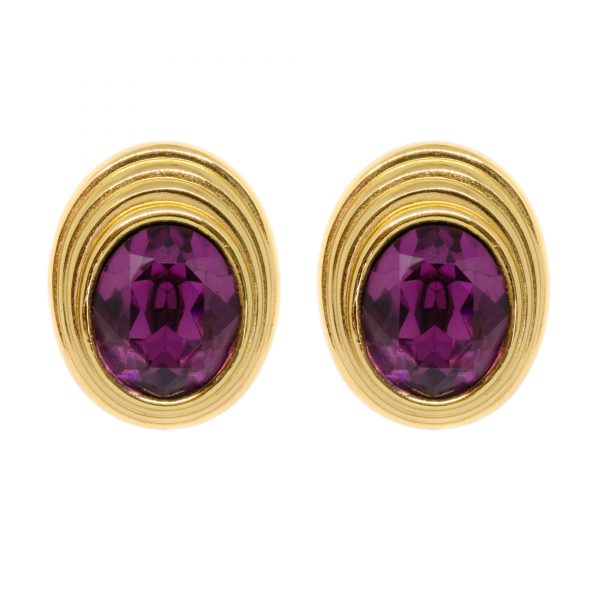 Vintage purple stone gold earrings