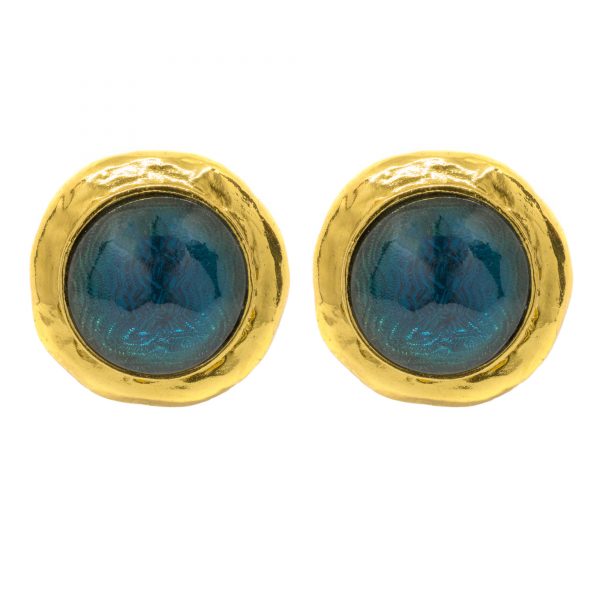 Vintage blue stone round earrings