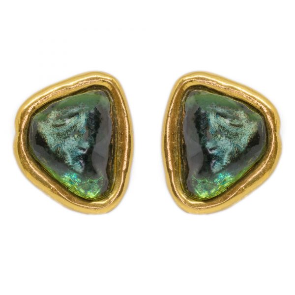 Vintage green stone shape earrings