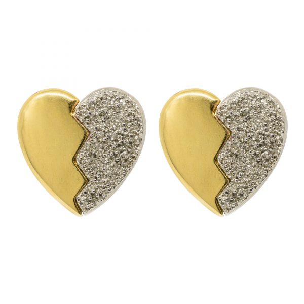 Vintage broken heart gold earrings