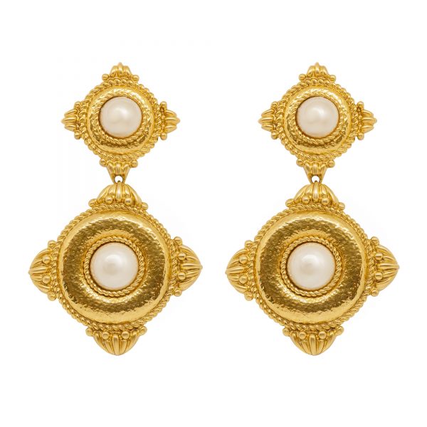 Vintage baroque gold pearl earrings