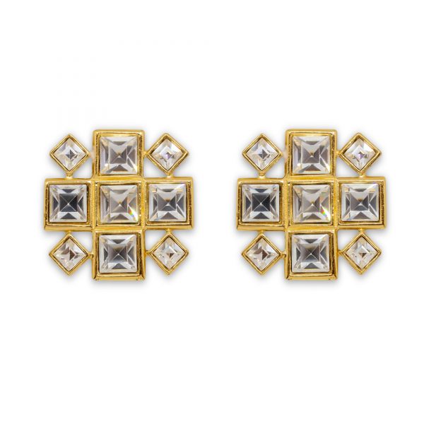 Vintage crystal square earrings