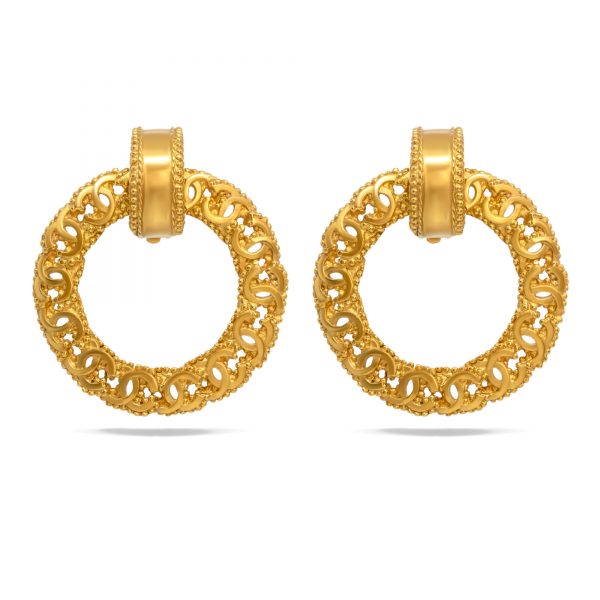Vintage CC logo gold hoop earrings