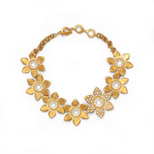 Vintage crystal stone flower necklace