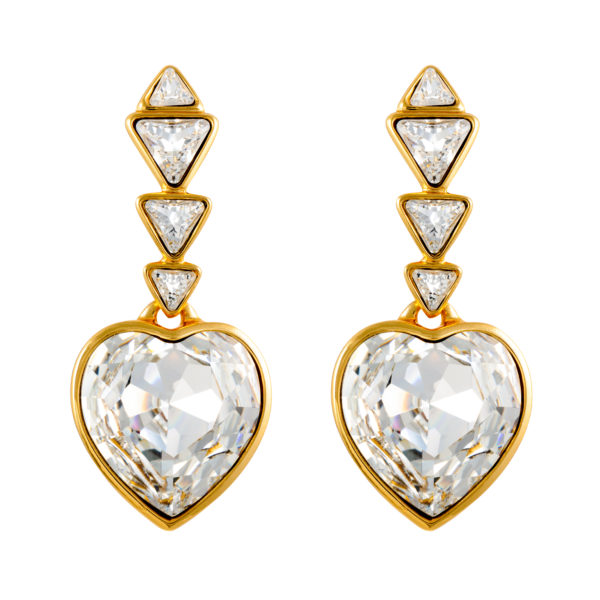 Vintage diamanté heart earrings