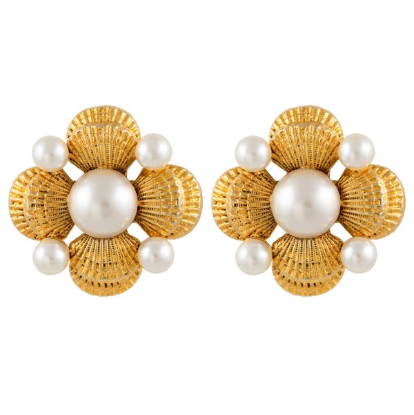 Vintage haute couture sea shell pearl earrings