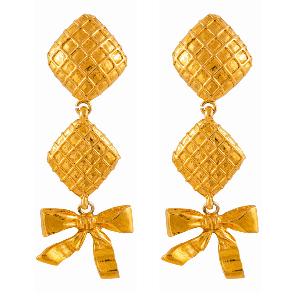 Chanel - Vintage dangle gold earrings - 4element