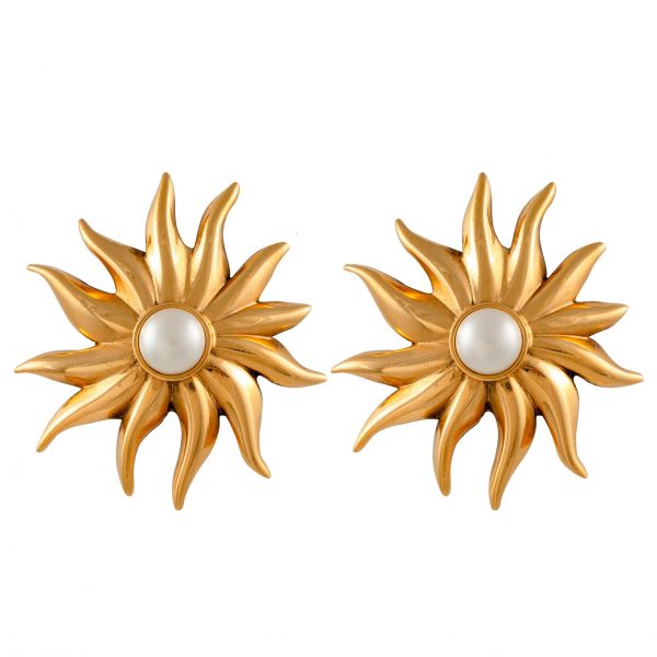 Vintage sun earrings with pearl