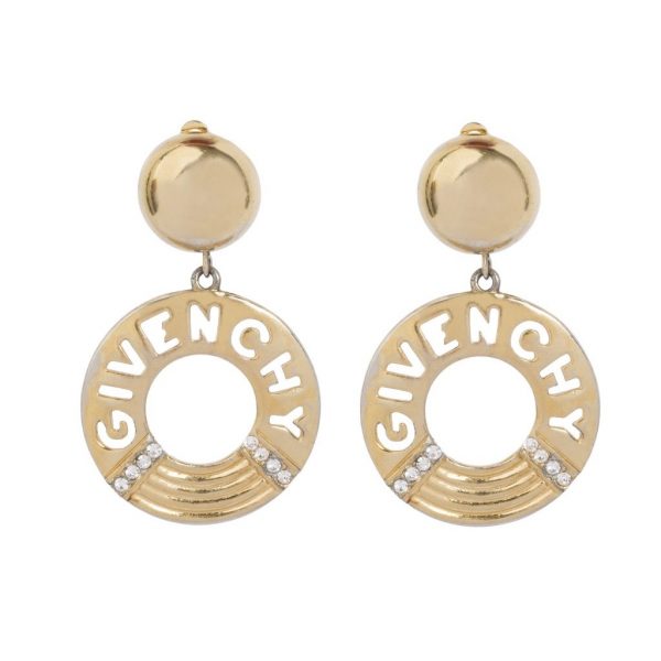 Vintage gold cut out logo hoop earrings