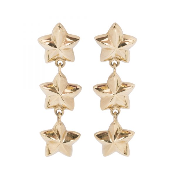 Vintage star rope gold earrings