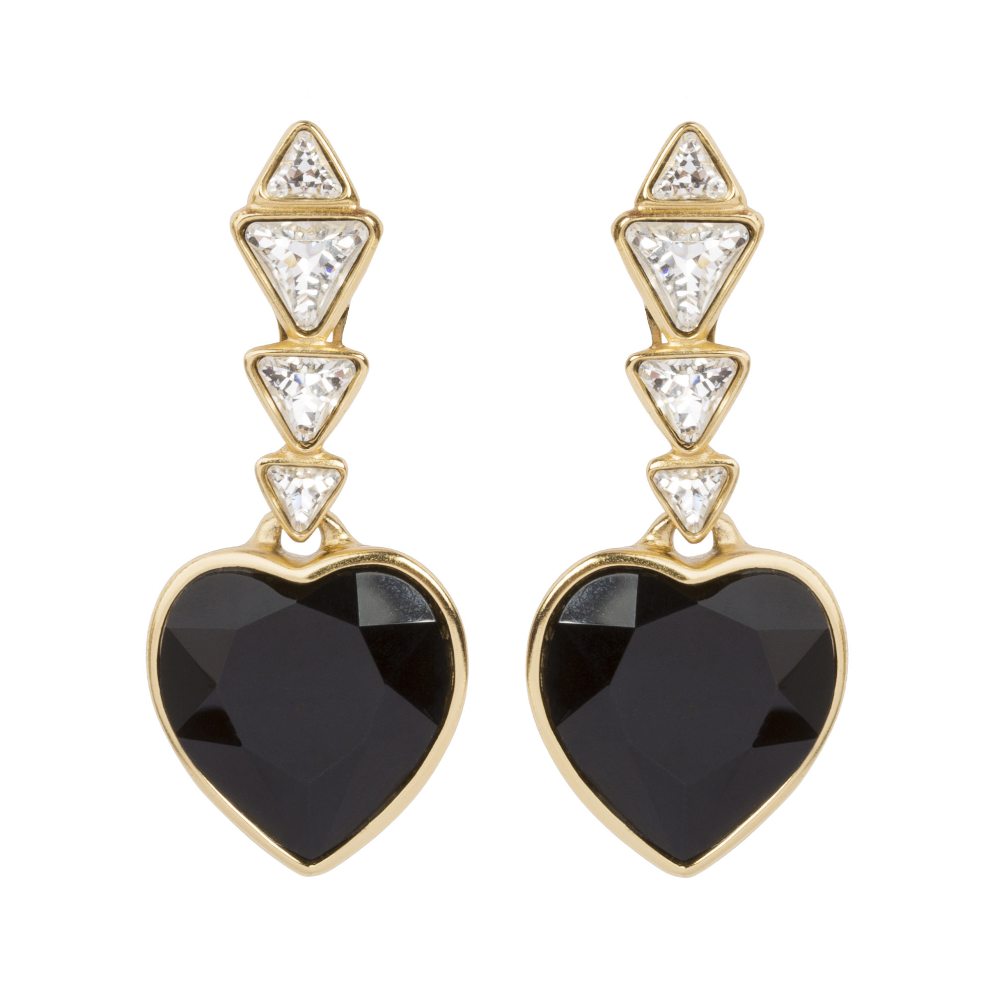 Yves Saint Laurent - Vintage jet crystal and black heart earrings ...