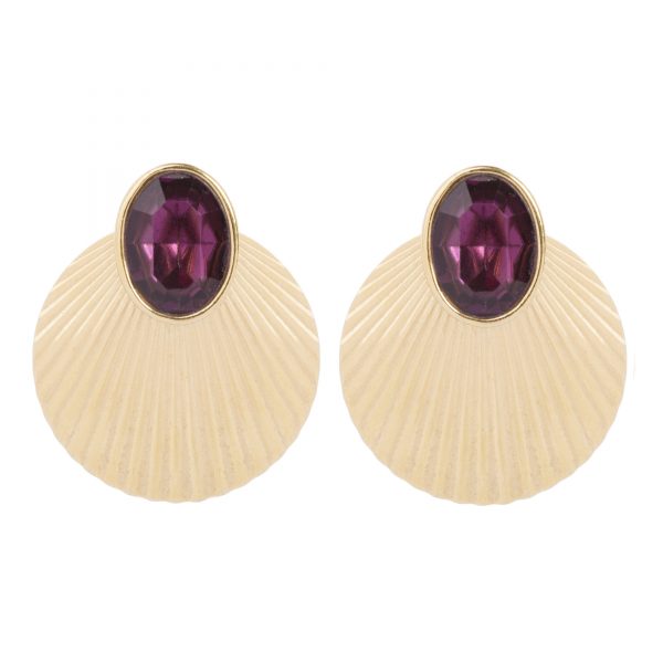 Vintage purple stone shell earrings