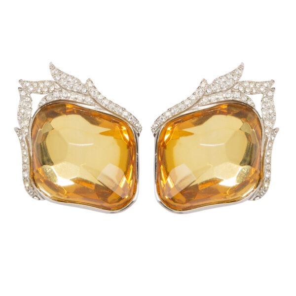 Magnificent lucite and paste orange ‘flame’ earrings