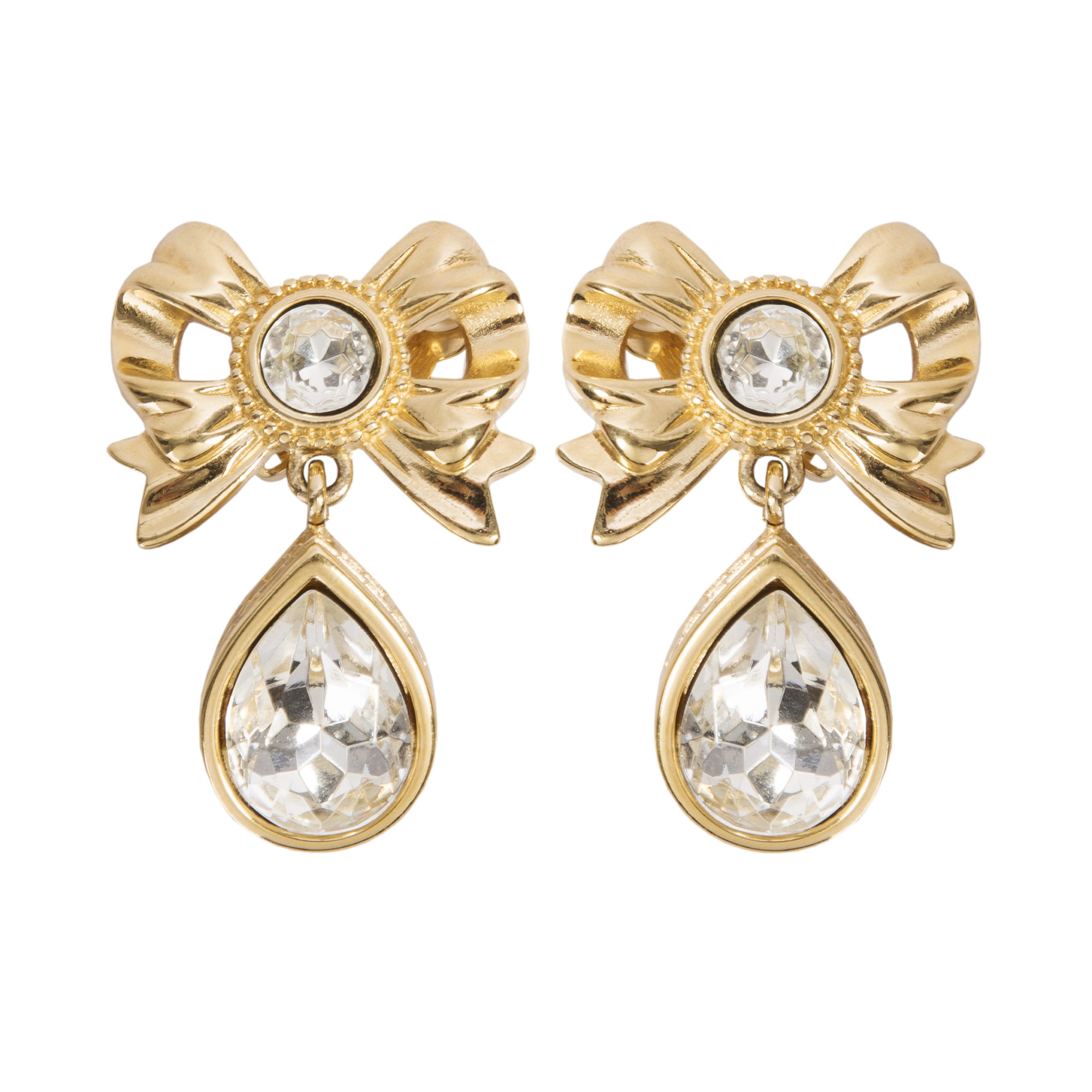 Givenchy - Vintage crystal bow gold earrings - 4element