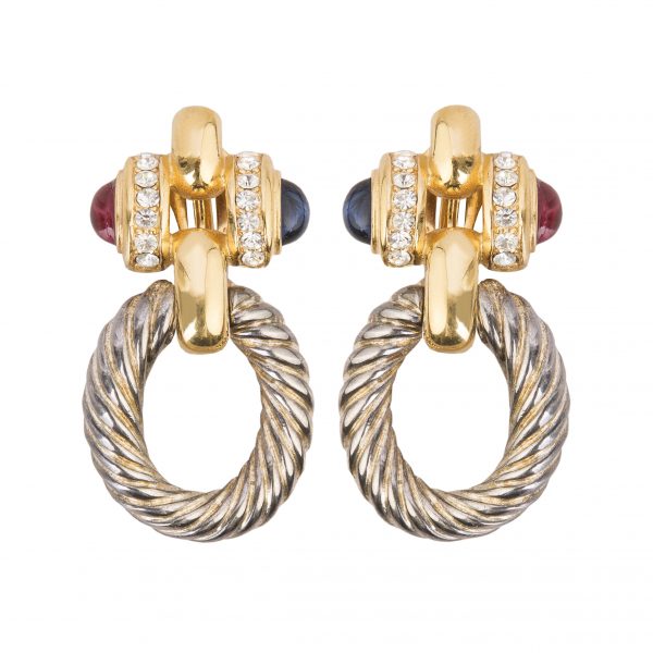 Vintage gold and silver doorknocker earrings
