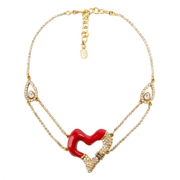 Vintage red heart detail necklace
