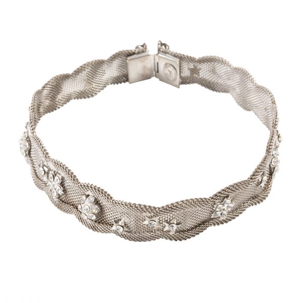 Vintage silver mesh star detail necklace