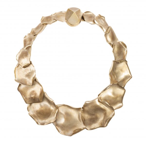Vintage gold leaf statement necklace
