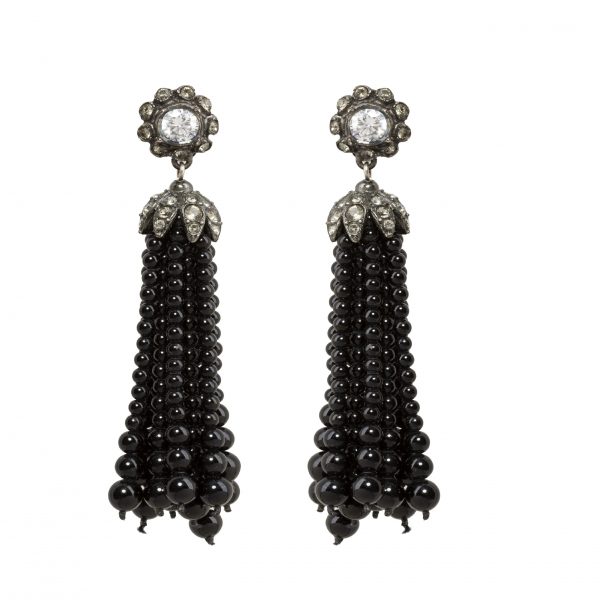 Vintage black pearl dangle earrings