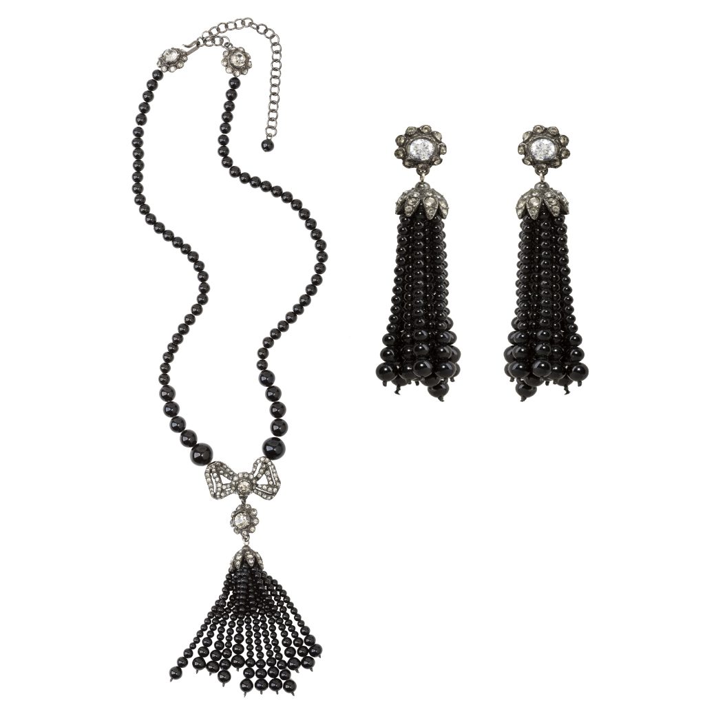 Christian Dior - Vintage black pearl dangle set - 4element