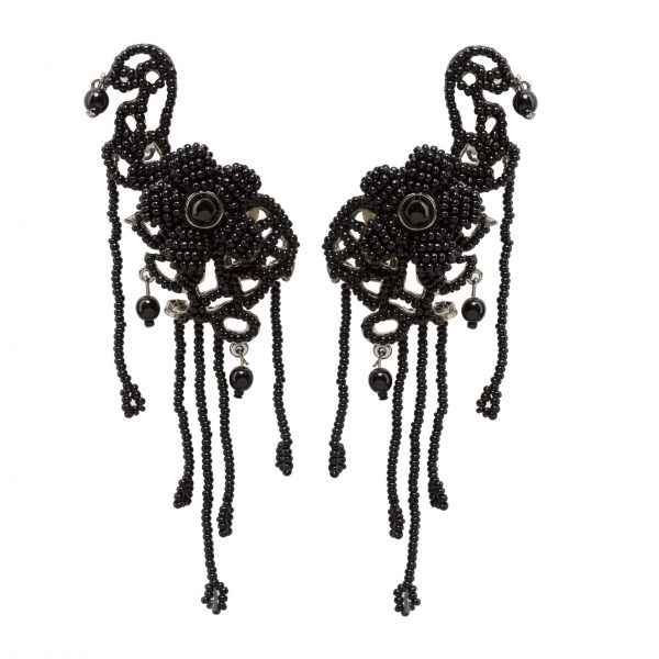 Vintage haute couture black pearl earrings