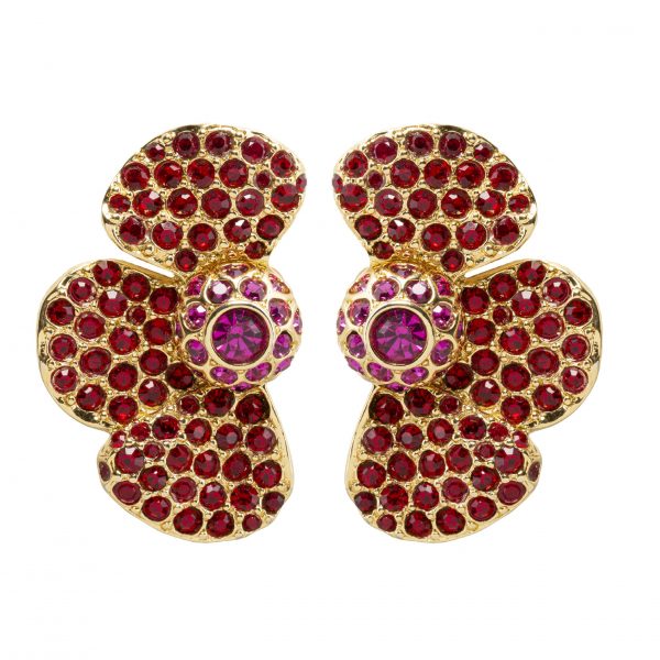 Vintage red half flower earrings