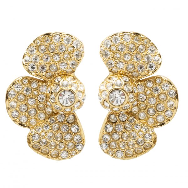 Vintage crystal half flower earrings