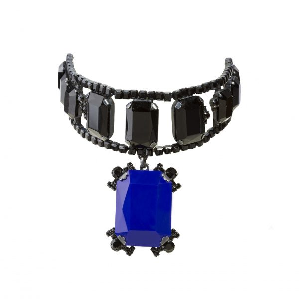 Rare blue stone black necklace