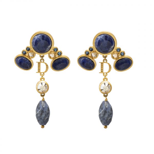 Vintage triple stone dangle earrings