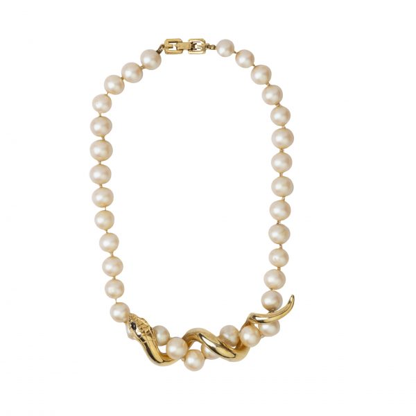 Vintage serpent pearl necklace