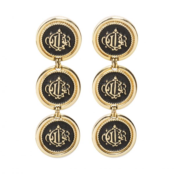 4element - Christian Dior - Vintage logo black rope earrings