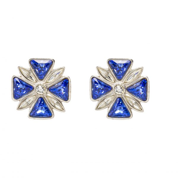 Vintage Maltese cross blue earrings