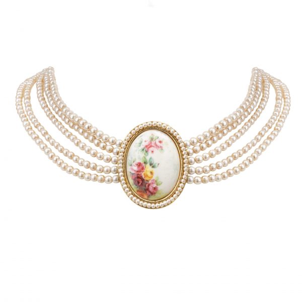 Vintage Haute Couture flower cameo necklace
