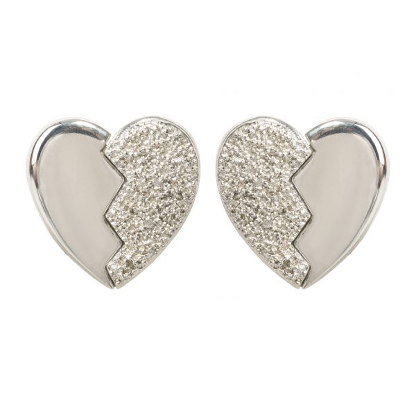 Vintage broken heart silver earrings