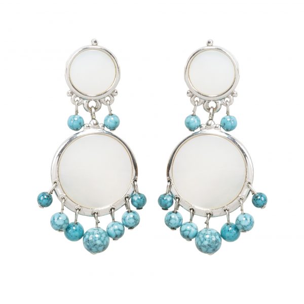 Vintage mother of pearl silver dangle earrings
